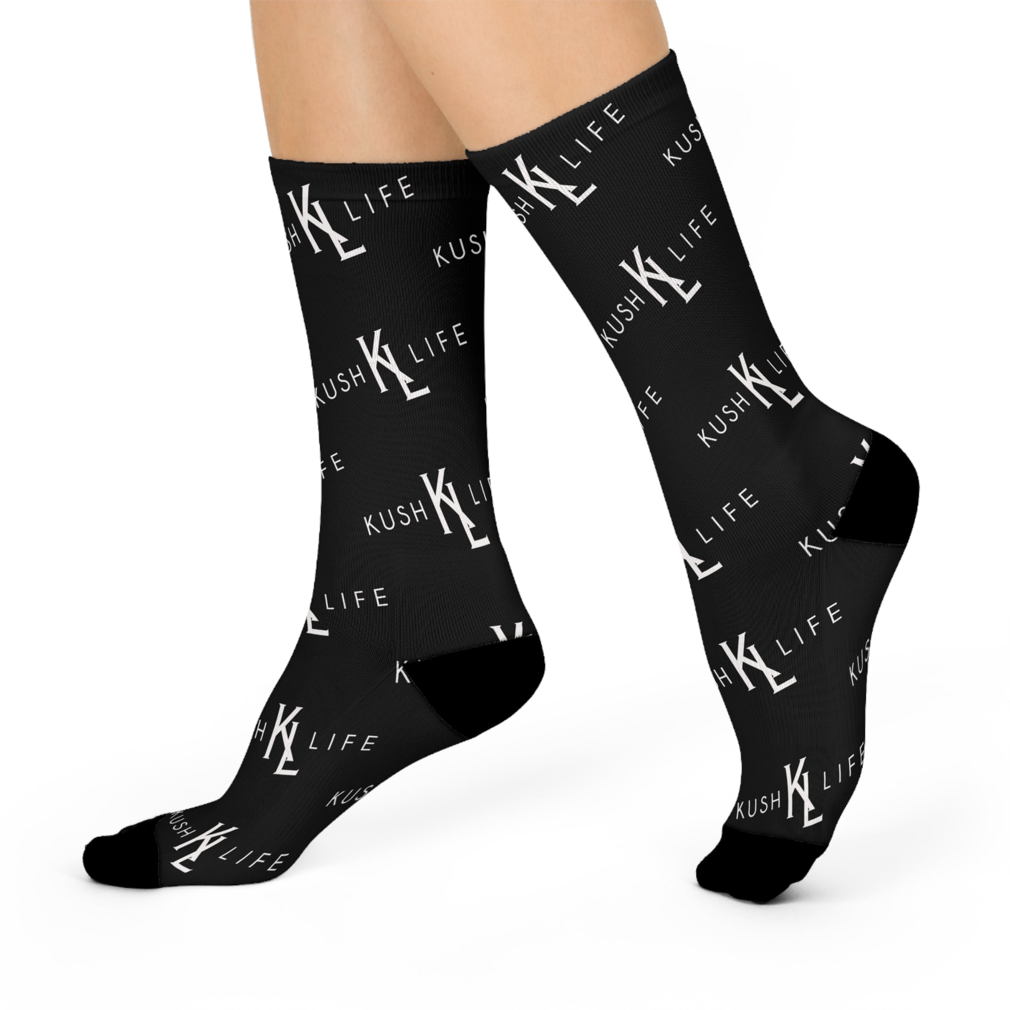 Kush KL Life Classic Logo Pattern -  Cushioned Crew Socks